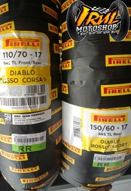 Paket Ban Tubeless Pirelli Diablo Rosso Corsa 2 110/70-17 &amp; Diablo Rosso Sport 150/60-17 CBR, R15, Ninja, GSX