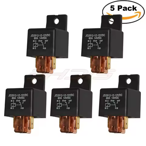 EHDIS 5pcs/set 5-Pin Car Relay 12V 24V Switch JD2912-1Z-12VDC 80A 14VDC SPDT Truck Boat Van Vehicle 