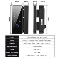 5YOA Tuya APP Fingerprint Lock Glasses Bluetooth Smart Glass Door Biometric Electronic Lock 13.56Mhz
