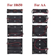 Plastic Standard Size AA/18650 Battery Holder Box Case Black With Wire Lead 3.7V/1.5V Clip