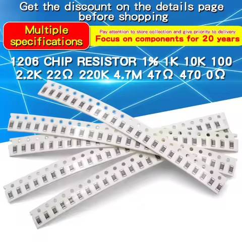 100pcs 1206 SMD Chip Resistor 1% 0Ω~10MΩ 0.33 10 100 220 300 510 1K 10K 20K 100K 220K 470K 820K 1.1M