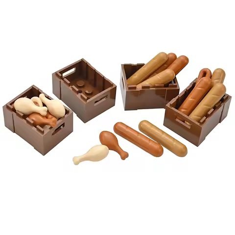 MOC Parts DIY Building Blocks Food Bread Fish Fruit Roast Chicken Toys City Accessories Bricks Compa