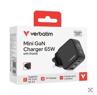 ⭕️🌟全新行貨🌟⭕️ 威寶 Verbatim Mini GaN Charger 65W with Display UK Plug 充電器 30246 氮化鎵充電器 USB快速充電器 快充火牛 PPS 