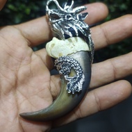 kalung liontin kuku ori ring alpaka motif naga