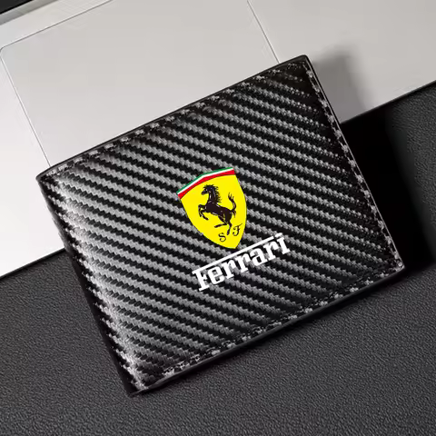 Carbon Fiber Leather Car Driver License Case Wallets Purses Accessories For Ferrari Roma 488 Spider 
