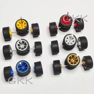 GK 20pcs (for 10 Cars) 1/64 Alloy Car Wheels with Rubber Tires 7 Rays for 1:64 Matchbox/ Domeka/HW/ 