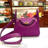 99%NEW二手MINI LINDY一代 Z STAMP P9/ANEMONE SWIFT皮 海葵紫金扣 #香榭站正品