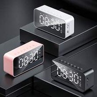 Desk Mini LED Mirror Digital Alarm Clock, Bluetooth Wireless Speaker, Stereo Sound Phone Speaker