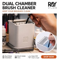 RAY STUDIO 2-Hole Brush Holder With Absorbent Pad Paintbrush Accommodation Gundam Model Figure Paint
