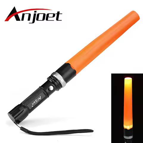 Anjoet XML T6 LED Aluminum Waterproof Zoomable Flashlight traffic wand Torch Directing light for 186