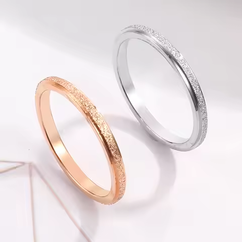 2mm Frosted Finger Ring for Woman Man Wedding Jewelry 316L Stainless Steel Top Quality Never Fade
