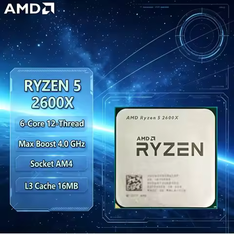 AMD Ryzen 5 2600 Unlocked CPU 6C/12T 3.4‑3.9GHz Original Chip, AM4 Mainboard, Gaming Creation Office