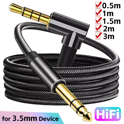 90 Degree Elbow Universal 3.5mm Jack Audio Cable Braided Speaker Aux Wire Male To Male Speaker Aux L