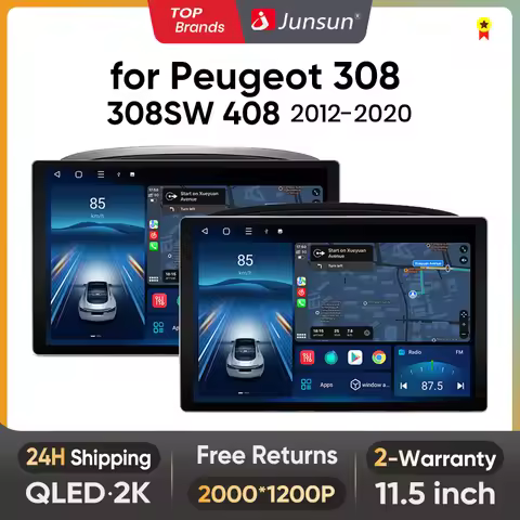 Junsun X7 PRO 11.5“ AI Voice Wireless CarPlay Android Auto Car Radio For Peugeot 308 308SW 408 2012-