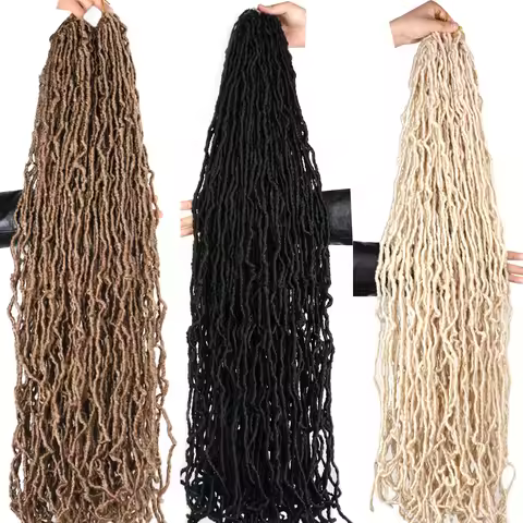 Long Goddess Faux Locks Crochet Braids Brown Blue 1B 30 350 Soft Locs Braiding Hair Synthetic Faux L