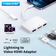 Lemorele LC05L I-Phone HDMI USB Hub อะแดปเตอร์ USB สำหรับแท็บเล็ต1080P HDMI Digital AV 2กล้อง USB/คีย์บอร์ด/เมาส์อะแดปเตอร์สำหรับ I-Phone 13/12/11 /X/ 8/7pad
