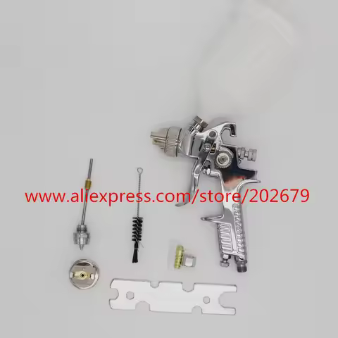 Free Shipping H-827 Hvlp Spray Gun Chrome Face Spray Gun 1.3mm 1.6mm Nozzle Car Spray Gun For Auto P