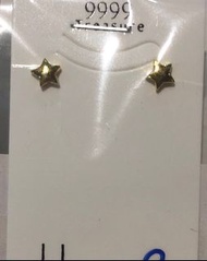 黃金純金9999時尚立體星星耳環 重0.19錢 閃亮氣質好看 pure gold star earrings 9999 24k