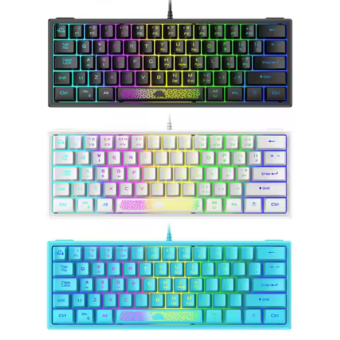 K61 RGB Wired Keyboard 60 Percent 62 Keys Ergonomic Gaming Laptop Keyboard For Laptop Desktop Comput