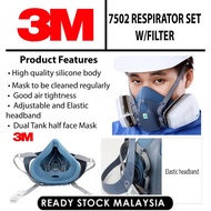 [READY STOCK] Original 3M 7502 7in1 Reusable Half Facepiece Silicone Respirator Mask Medium Size