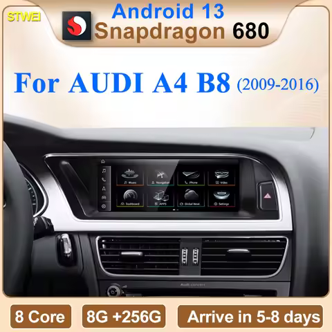 STWEI Qualcomm Snapdragon 680 6225 Silvery 2.4GHz Wireless CarPlay Auto For AUDI A4 B8 Car Multiledi