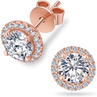 KRKC Moissanite Stud Earrings for Women, 0.5ct-2ct Lab Created Diamond Earring with 14K White Gold P