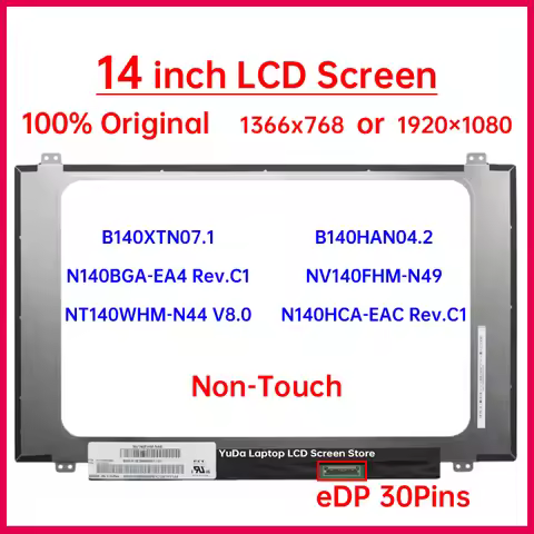 14 Inch LCD Screen B140XTN07.1 B140HAN04.2 NV140FHM-N49 For Lenovo ThinkPad E480 E485 E490 E495 Disp