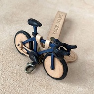 公路腳踏車(手染藍色+黑色)-真皮植鞣 皮革鑰匙圈 吊飾 裝飾品