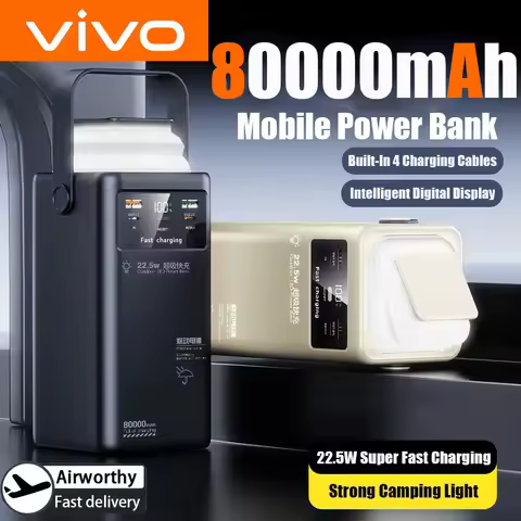 VIVO 80000mAh Power Bank Large Capacity Portable Outdoor Power External Battery With Cable Camping L
