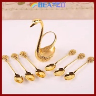 BEATZO Swan Spoons, Stirring Mixing with 6 Spoons Swan Base Stand Spoons, Creative Elegant Table Dec