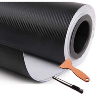 DIYAH 3D Black Carbon Fiber Film Twill Weave Vinyl Sheet Roll Wrap DIY Decals with Hand Tools (48" X