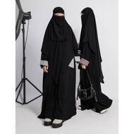 FK - FRENCH KHIMAR JETBLACK FORTALEZA Evely By.Yaume Khimar Labuh Khimar Umrah Khimar French Khimar