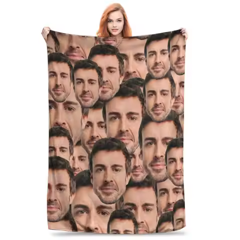 Fernando Alonso Head Throw Blanket for Couch Funny Soft Fuzzy Plush Blanket 50x60 Inches Multi-size