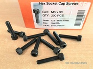 น็อตหัวจมดำ M6x30mm (ราคาต่อแพ็คจำนวน 50 ตัว) ขนาด M6x30mm เกลียว 1.0mm Grade : 12.9 Black Oxide BSF สกรูน็อตหัวจมดำหกเหลี่ยม เกรดแข็ง 12.9 แข็งได้มาตรฐาน