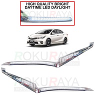 Toyota Corolla Altis 11th Gen (2014) Front Light Headlamp Cover ABS Chrome Trim Garnish With ALTIS Word &amp; LED Day Light