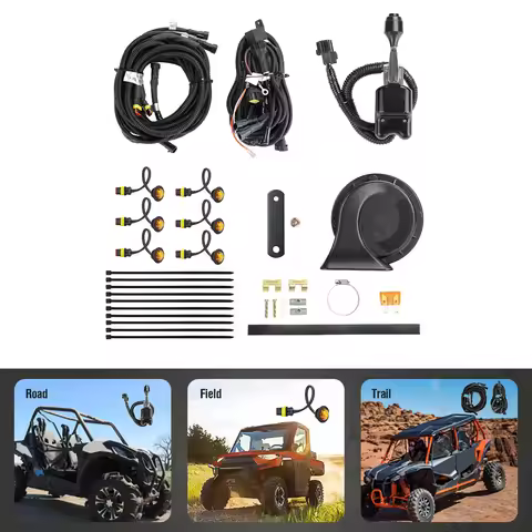 UTV Turn Signal Kit with Column Turn Switch 105D Horn with Button For Polaris, Pioneer, Talon, Can-A
