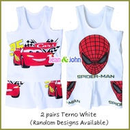 ☌ ▦ ❖ White Terno for Boy Baby & Kids Sando and Short Set Damit Pang-bata Pambahay Comfy Kids Wear