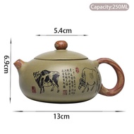 250ml Chinese Yixing Purple Clay Teapots Raw Ore Bean Green Clay Filter Tea Pot Hand Painted Five Co