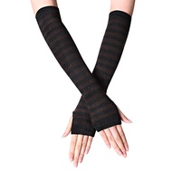1Pair Elbow Arm Sleeve Striped Gloves Knit Mittens Gloves Gloves Women Gloves Fingerless Gloves