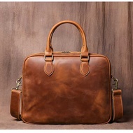 REVERMEN Women's Crazy Horse Genuine Leather Bag Alma Original Brown Women's Genuine Leather Bag/