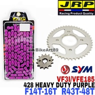 RKM Sprocket Set SYM VF3I VFE185 JRP 428 Heavy Duty Purple Chain Front 14T 15T 16T Rear 43T-48T Rant