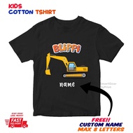 Excavator Design Kids Cotton T-shirt with FREE Custom Name maximum 8 letters