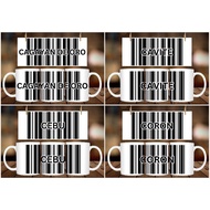 Barcode Mug Local Style Design 11oz w/ box Souvenir - (Cagayan De Oro, Cavite, Cebu, Coron)