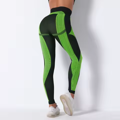 High Stretch Seamless Quick Drying Woman Yoga Pants Peach Buttocks Push Up Women Leggings Stripe Run