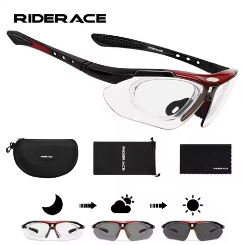 RIDERACE Cycling Sunglasses Photochromic Sun Glasses MTB Mountain Bike Eyewear Sports Cycle Road Bic