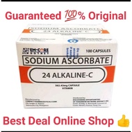 24 Alkaline C Sodium Ascorbate, Original, 100 capsules, Safe for Babies and Kids, Non Acidic,