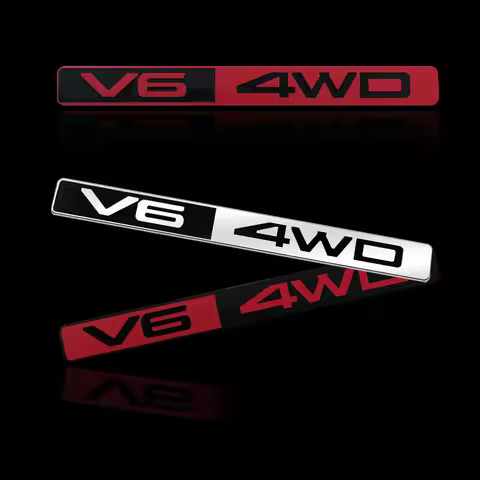 Metal V6 4WD Badge 3D Stickers Car Trunk Body Emblem Decal Car Styling For Toyota Highlander Ford Je