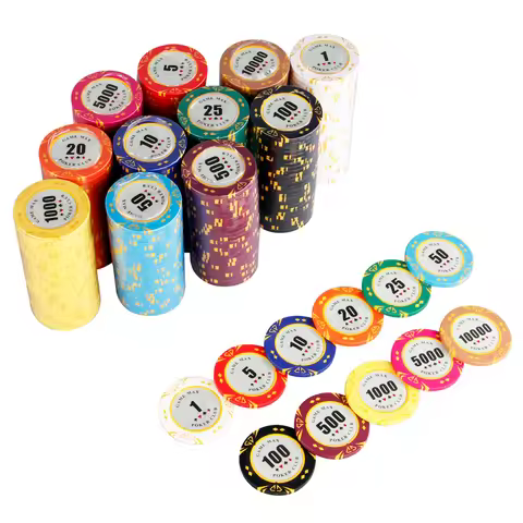 25 Pcs Clay Diamond Chips Texas Poker Baccarat Chips Casino Club Entertainment Game Poker Chips Set 