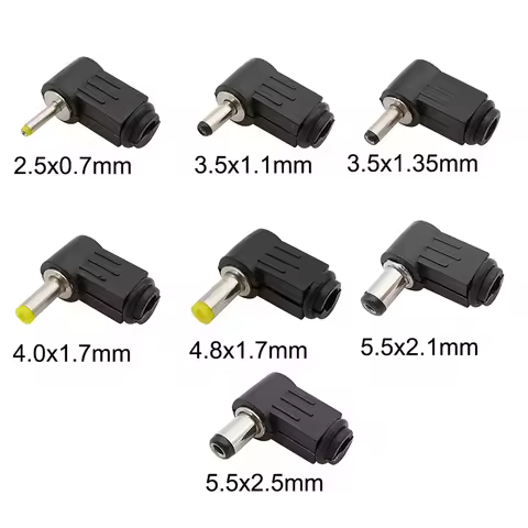1/2/5Pcs DC Power Male Plug Welding Connector 90 Degree Right Angle 2.5x0.7 3.5x1.1 3.5x1.35 4.0x1.7