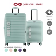 Hush Puppies HP69-4033 Expandable Double Wheels Hardcase Luggage 20" + 24" - Black / Green / Mint / Pink / Purple